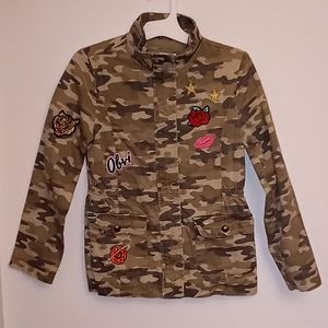 Camo Girl's Spring Jacket w/Patches Size Large 10/12